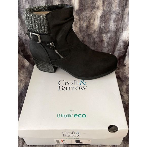 NEW Croft & Barrow Women’s Serenityy Black Block Heel Ankle Boots (Size 11) - Picture 1 of 10